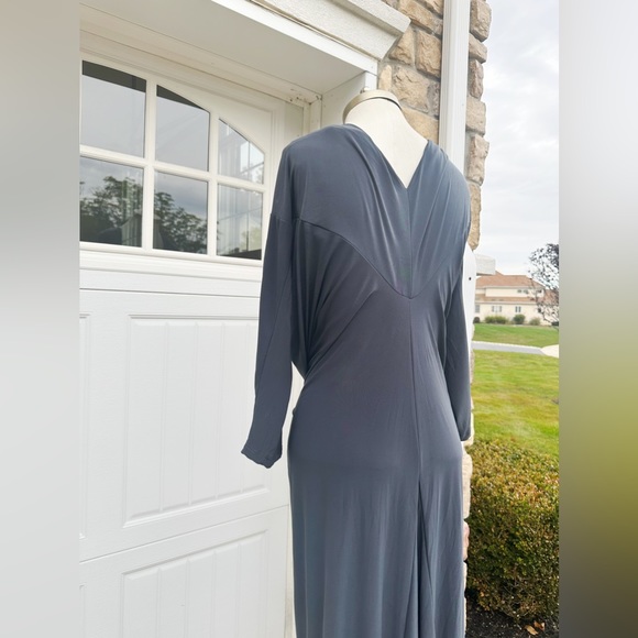 LONG SILVER MAXI COWL NECK LONG SLEEVES MERMAID STYLE DRESS XL - Picture 6 of 8